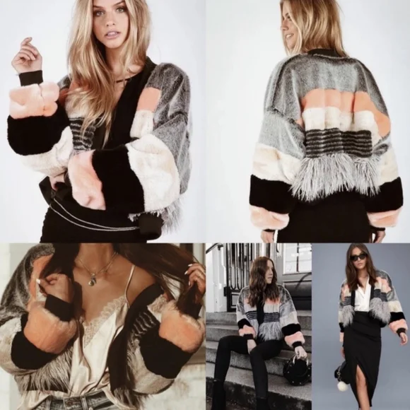 Tokyo Faux Chinchilla Fur Fringe Mohair Jacket - Young Fabulous & Broke - Picture 9 of 9